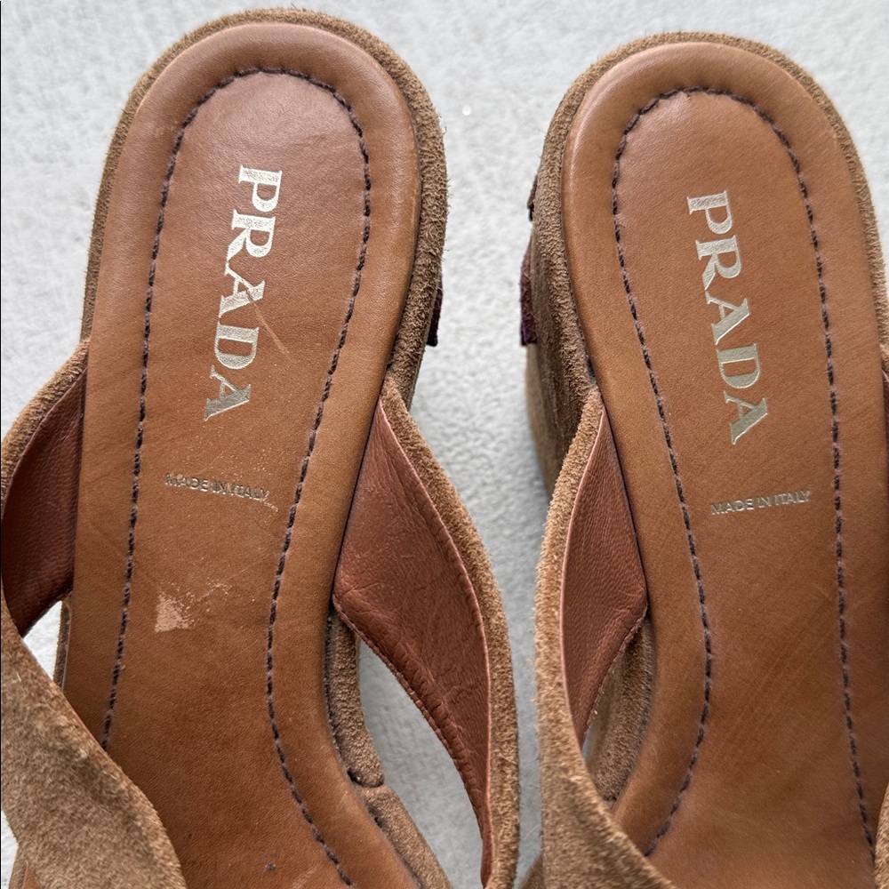 Prada vintage suede brown platform sandals with fish motif 40 - Picture 12 of 12